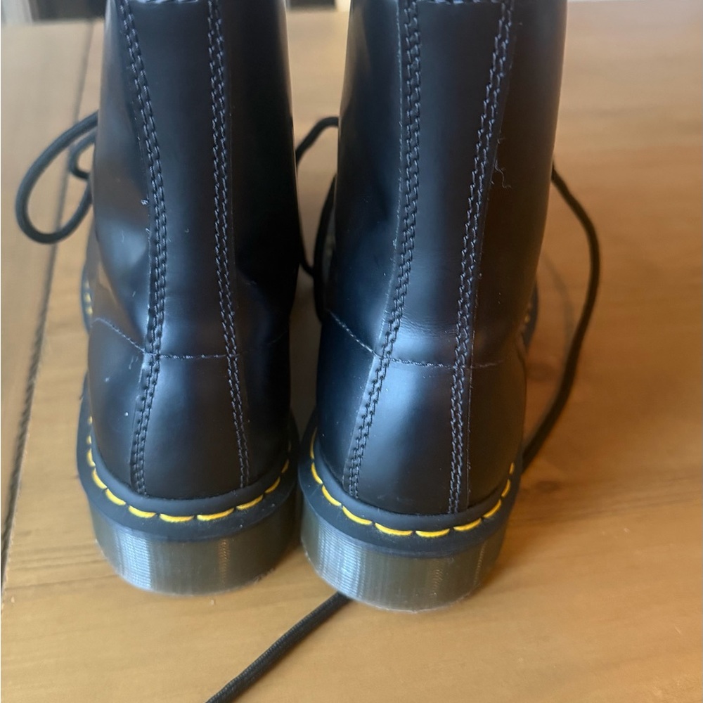 Dr. Martens Black Leather Lace-Up Boots with Yellow Stitching - Picture 6 of 6
